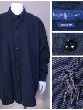 POLO RALPH LAUREN Long Sleeve Button Up Shirt 3XB XXXL 3XL BIG & TALL Silk Blend